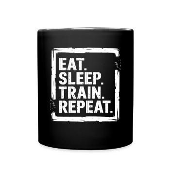 Eat Sleep Train Repeat – Motivations for Athletes - Full Colour Mug - black - Front