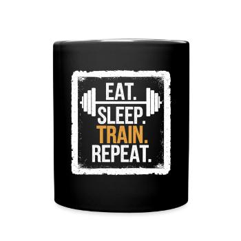 Eat Sleep Train Repeat – Chemise de fitness et de gym - Mug uni - noir - Devant