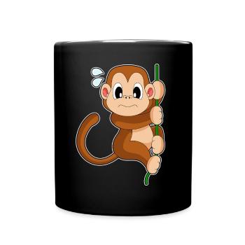 Affe Liane Dschungel - Tasse einfarbig - Schwarz - Vorne