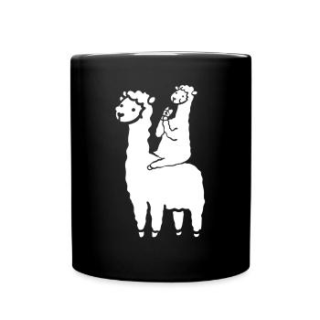 Llama Lover Alpaca Lover Cute Llama - Full Colour Mug - black - Front