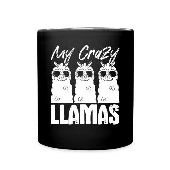 Mes lamas fous - Lamas drôles Alpagas - Mug uni - noir - Devant