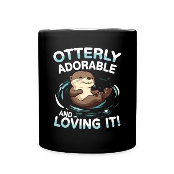 Otterly adorable and loving it für einen Otter - Tasse einfarbig - Schwarz - Vorne