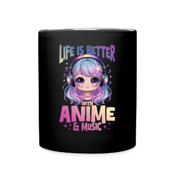 Anime & Music Kawaii - Full Colour Mug - black - Front