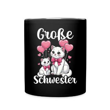 Big Sister Cat Older Sibling - Full Colour Mug - black - Front