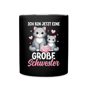 Big Sister Cat Older Sibling - Full Colour Mug - black - Front
