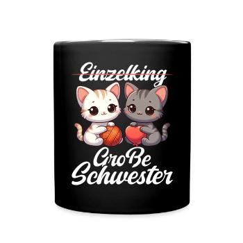 Big Sister Cat Older Sibling - Full Colour Mug - black - Front