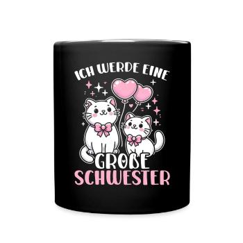 Big Sister Cat Older Sibling - Full Colour Mug - black - Front