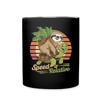 Sloth and Turtle – Speed is Relative - Full Colour Mug - black - Front