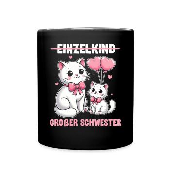 Big Sister Cat Older Sibling - Full Colour Mug - black - Front