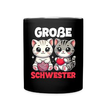Big Sister Cat Older Sibling - Full Colour Mug - black - Front