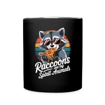 Funny raccoon with pizza - Full Colour Mug - black - Front