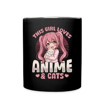 Anime & Chats Kawaii - Mug uni - noir - Devant