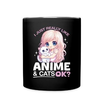 Anime & Chats Kawaii - Mug uni - noir - Devant