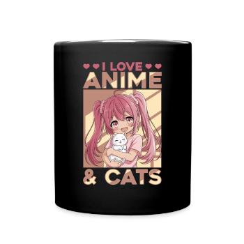 Anime & Chats Kawaii - Mug uni - noir - Devant
