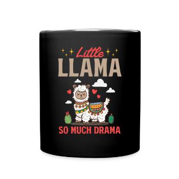 Little llama so much drama - Alpaca Lover Llama - Tasse einfarbig - Schwarz - Vorne