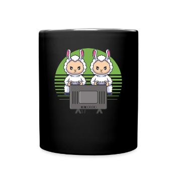Funny Llama gaming Video Gaming Funny Gaming Llama - Full Colour Mug - black - Front