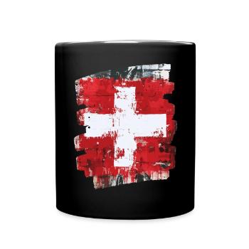 Schweizer Flagge Schweiz - Tasse einfarbig - Schwarz - Vorne