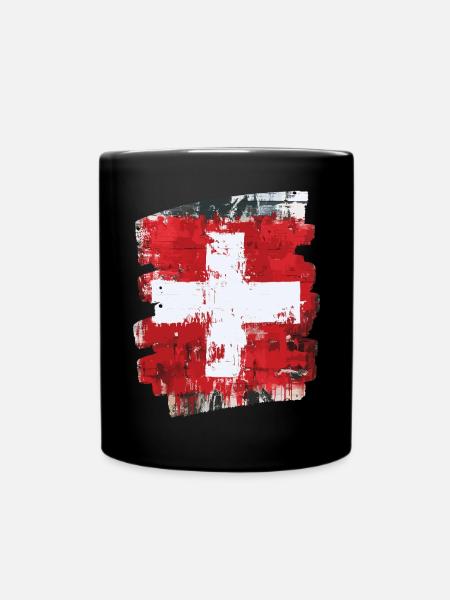 Schweizer Flagge Schweiz - Tasse einfarbig - Schwarz