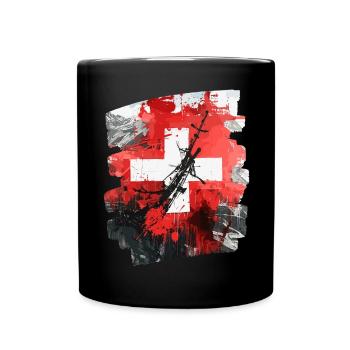 Schweizer Flagge Schweiz - Tasse einfarbig - Schwarz - Vorne