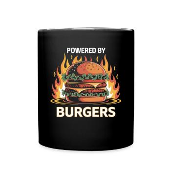 Powered by Burgers – Chemise Fire & Cheeseburger - Mug uni - noir - Devant
