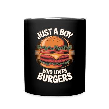 Für echte Burger-Fans – Lustiges Fast-Food-Design - Tasse einfarbig - Schwarz - Vorne