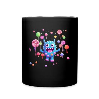 süsses und lustiges knuddel-kuschel monster kinder - Tasse einfarbig - Schwarz - Vorne