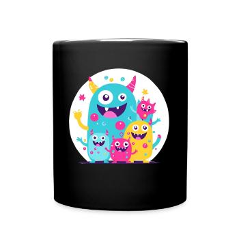 süsses und lustiges knuddel-kuschel monster kinder - Tasse einfarbig - Schwarz - Vorne