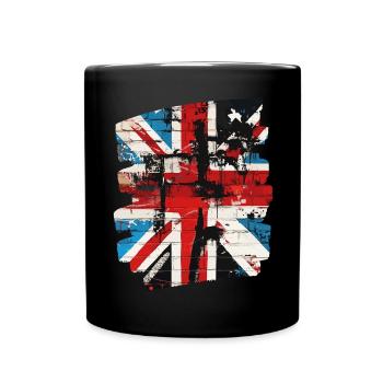 Grossbritannien Flagge England Union Jack - Tasse einfarbig - Schwarz - Vorne