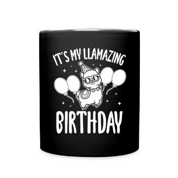 It's my LLamazing birthday - Funny Llama Birthday - Full Colour Mug - black - Front