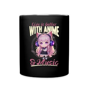 Anime & Music Kawaii - Full Colour Mug - black - Front