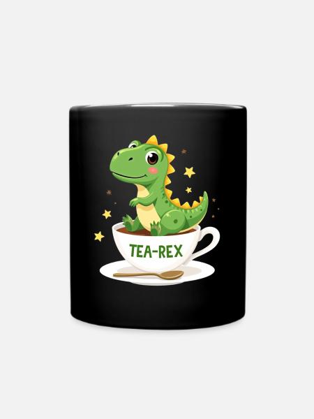 tea rex tyrannosaurus rex dinosaurier dino - Tasse einfarbig - Schwarz