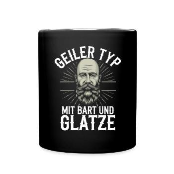 homme avec barbe et tête chauve porteur de barbe - Mug uni - noir - Devant