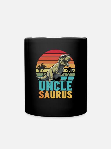 Unclesaurus Retro Dinosaur Motiv mit - Ensfarvet krus - sort