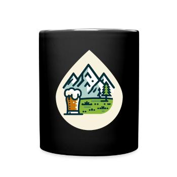 Bergkulisse mit Bierglas - Tasse einfarbig - Schwarz - Vorne