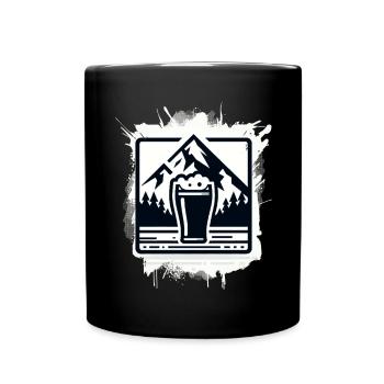Mountain lake with beer glass motif - Full Colour Mug - black - Front