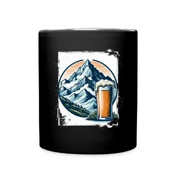 Mountain and Beer Nature Motif - Full Colour Mug - black - Front
