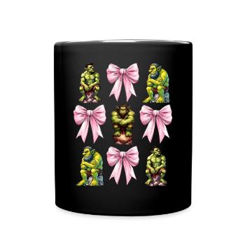 Coquettish Bow Ogre Monster Halloween Mom - Full Colour Mug - black - Front