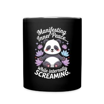Meditating Panda – Zen & Mindfulness - Full Colour Mug - black - Front