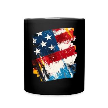 USA Flag United States of America - Full Colour Mug - black - Front