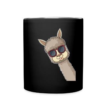 Funny Llama sunglasses Llama Lover Funny Alpaca - Full Colour Mug - black - Front
