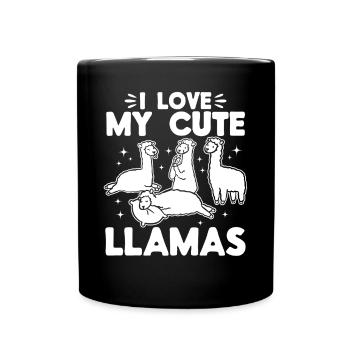 Llama Lover Alpaca Lover - I love my cute Llamas - Full Colour Mug - black - Front