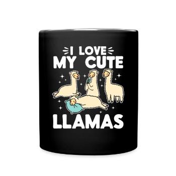 Alpaca Lover Llama Lover - I love my cute Llamas - Full Colour Mug - black - Front