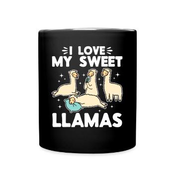 Llama Lover - I love my sweet Llamas - Full Colour Mug - black - Front