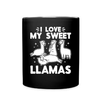 Alpaca Lover Llama Lover - I love my sweet Llamas - Full Colour Mug - black - Front