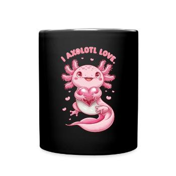 Axolotl Liebe Herz Umarmung Niedlich - Tasse einfarbig - Schwarz - Vorne