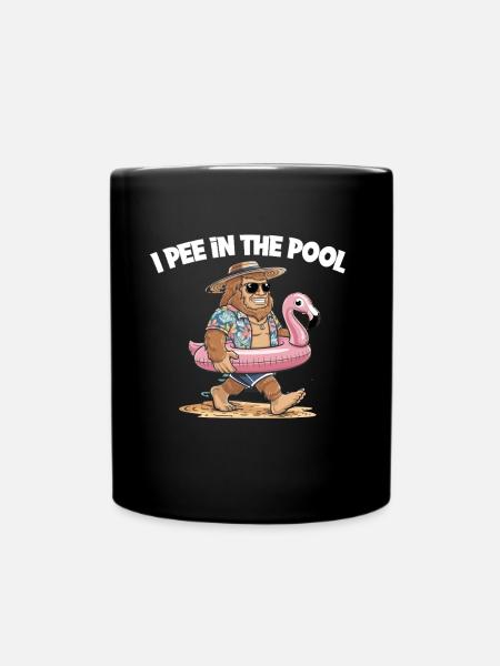 Pool Lustiger Bigfoot Sommer - Tasse einfarbig - Schwarz