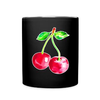 Cherry, Red cherries - Full Colour Mug - black - Front