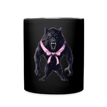 Coquette Bow Werewolf Wolf Halloween Girl - Full Colour Mug - black - Front