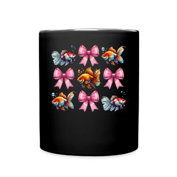 Coquette Bogen Goldfisch Fisch Mama Muttertag rosa - Tasse einfarbig - Schwarz - Vorne