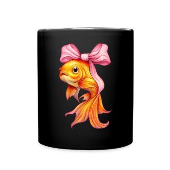 Coquette Bogen Goldfisch Fisch Mama Muttertag rosa - Tasse einfarbig - Schwarz - Vorne